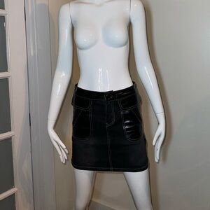 Denim BEBE Leather Mini Skirt